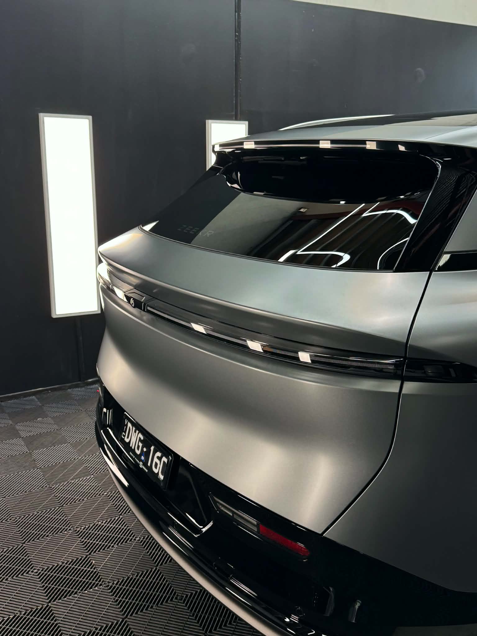 Rear detail — matte grey full wrap